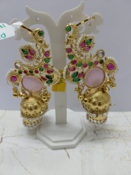 Rajwadi Peacock Ear Cuff Jhumkas