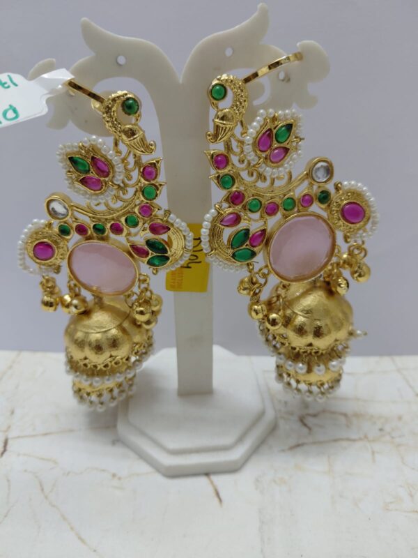 Rajwadi Peacock Ear Cuff Jhumkas