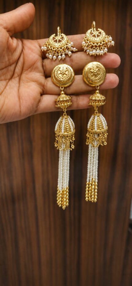 Heritage Pearl Tassel Jhumkas.