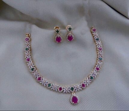 Ruby Emerald Radiance Necklace Set.