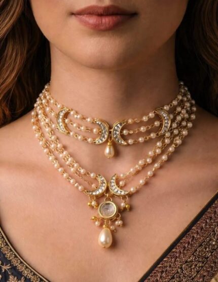 Chandrika Pearl Layers Necklace Set.